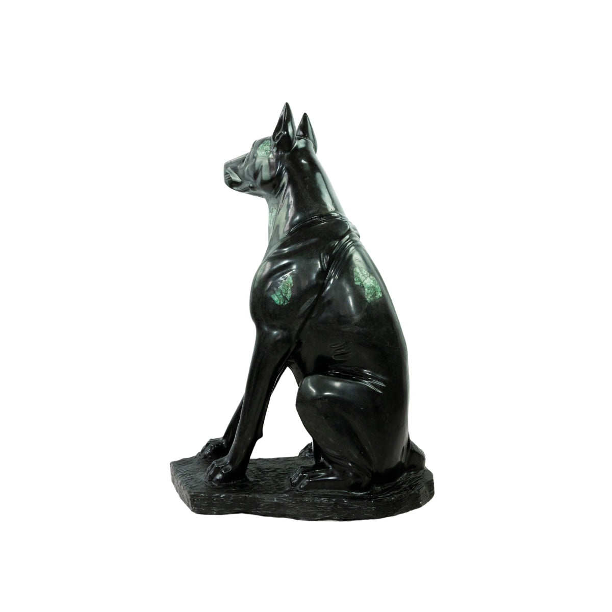 Escultura Cachorro Doberman Em Xisto de Esmeralda Grande