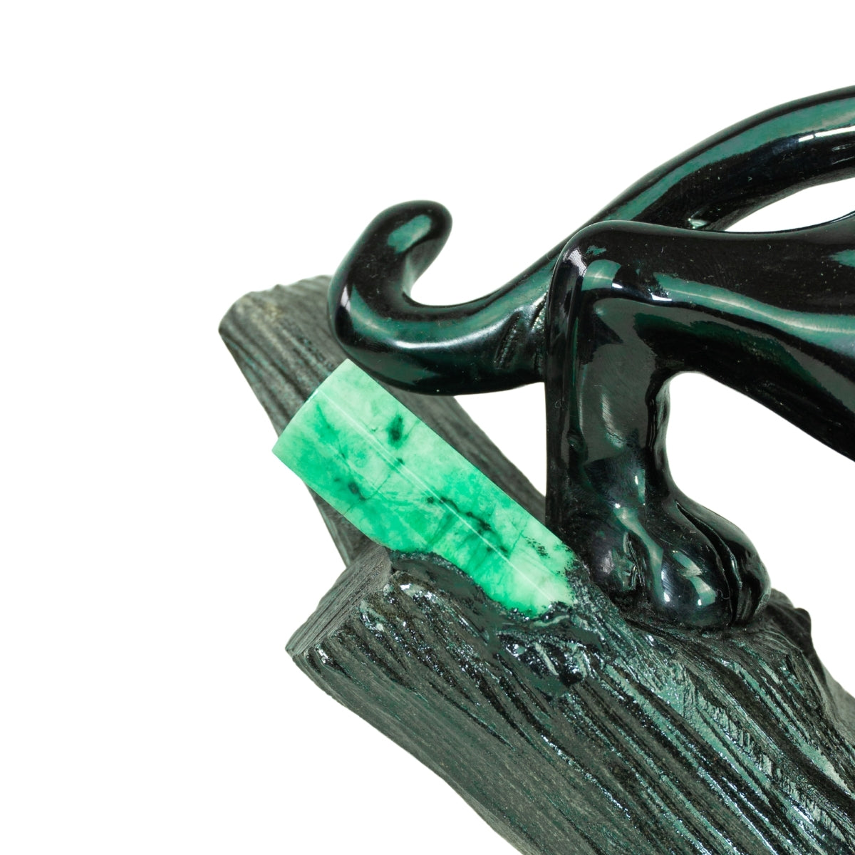 Escultura Pantera Negra em Esmeralda e Xisto de Esmeralda