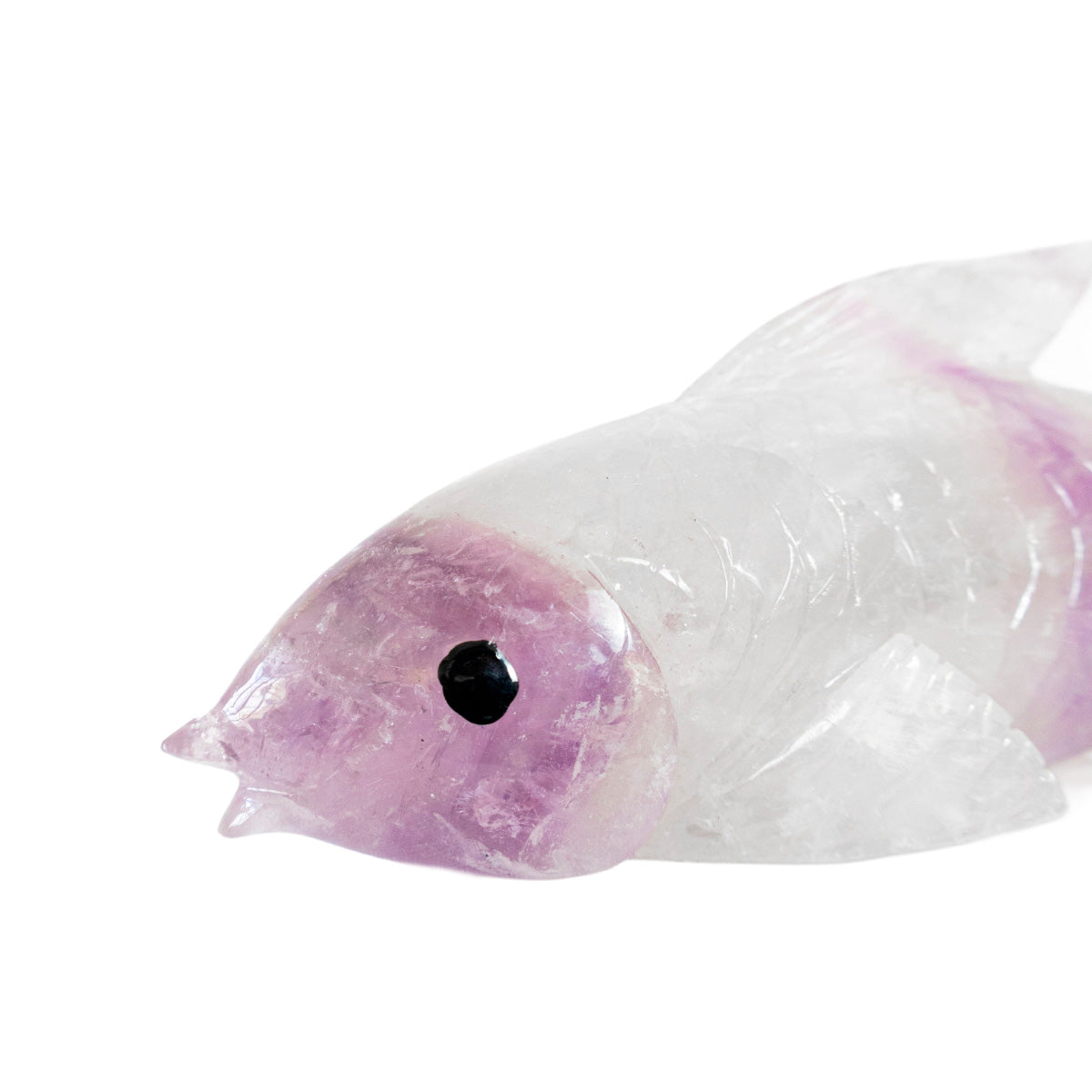 Escultura Peixe (Carpa) esculpido na pedra Ametista 485 gramas