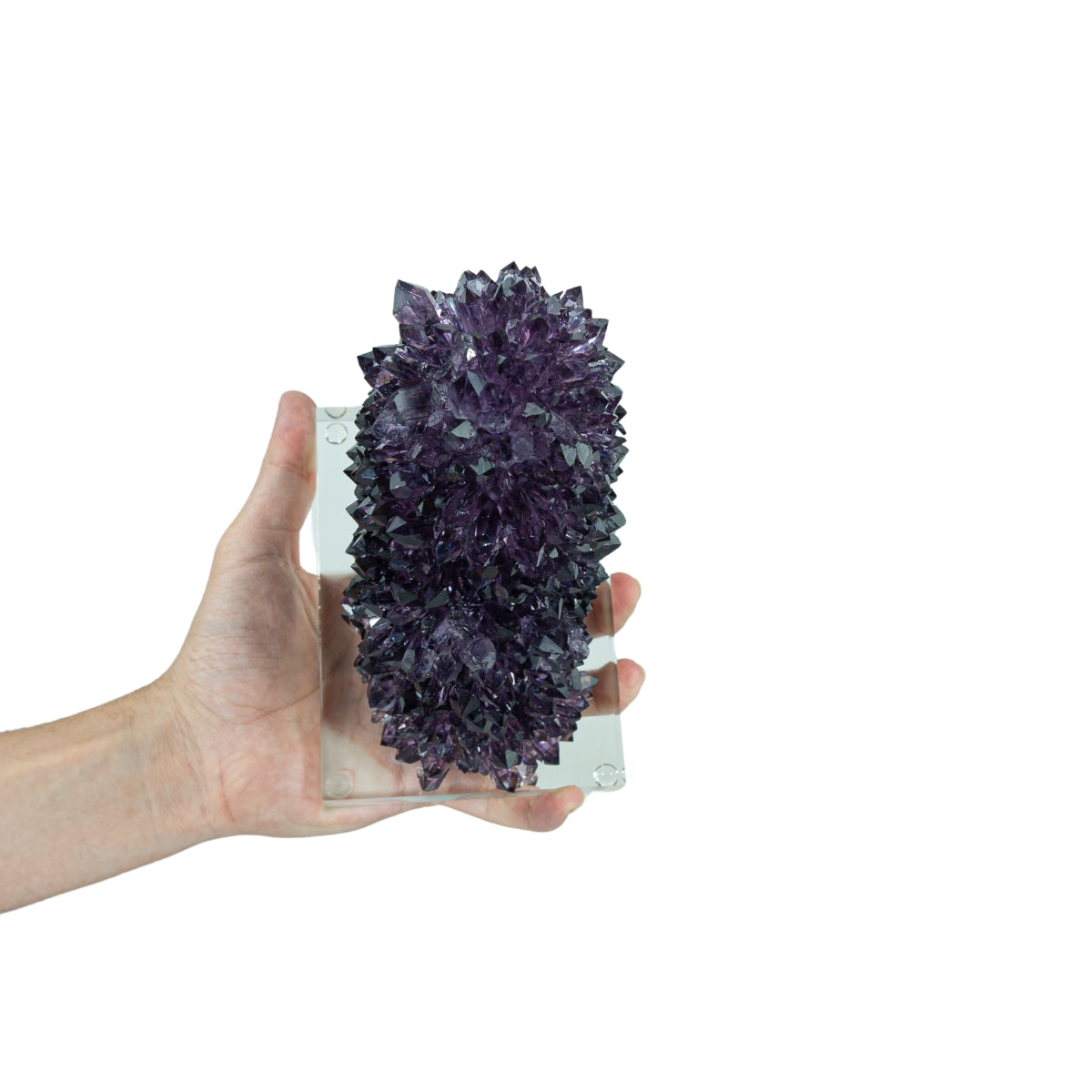 Flor Drusa de Ametista Estalactite Uruguaia Extra Base Acrílica 1,787 kg (rara)