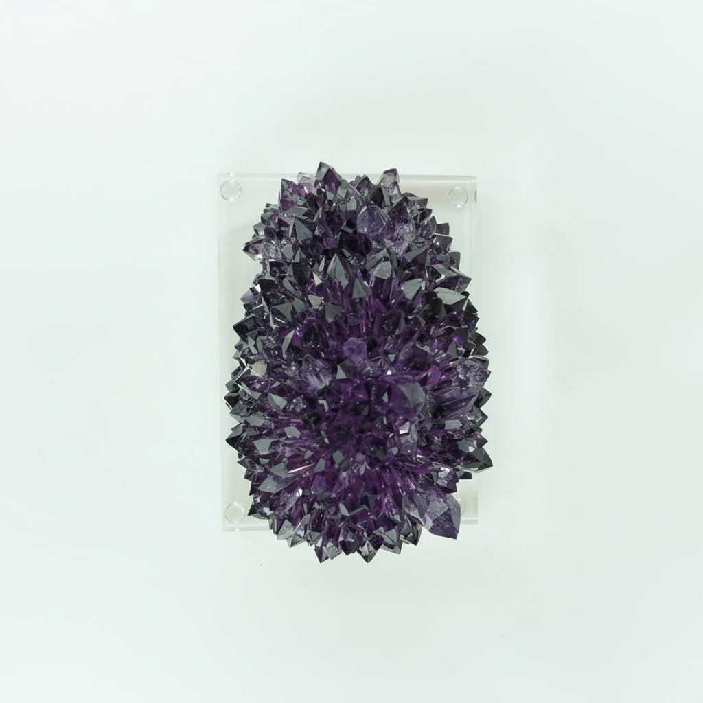 Flor Drusa de Ametista Estalactite Uruguaia Extra Base Acrílica 1,787 kg (rara)