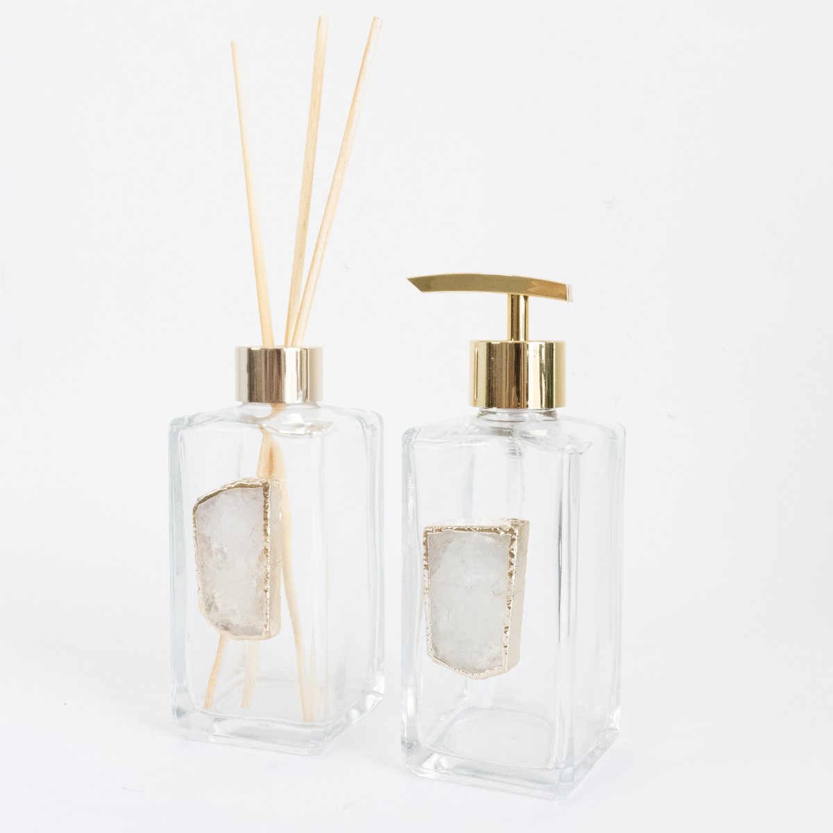Kit Lavabo - Chapa Cristal de Quartzo Banho Ouro Conjunto Para Banheiro