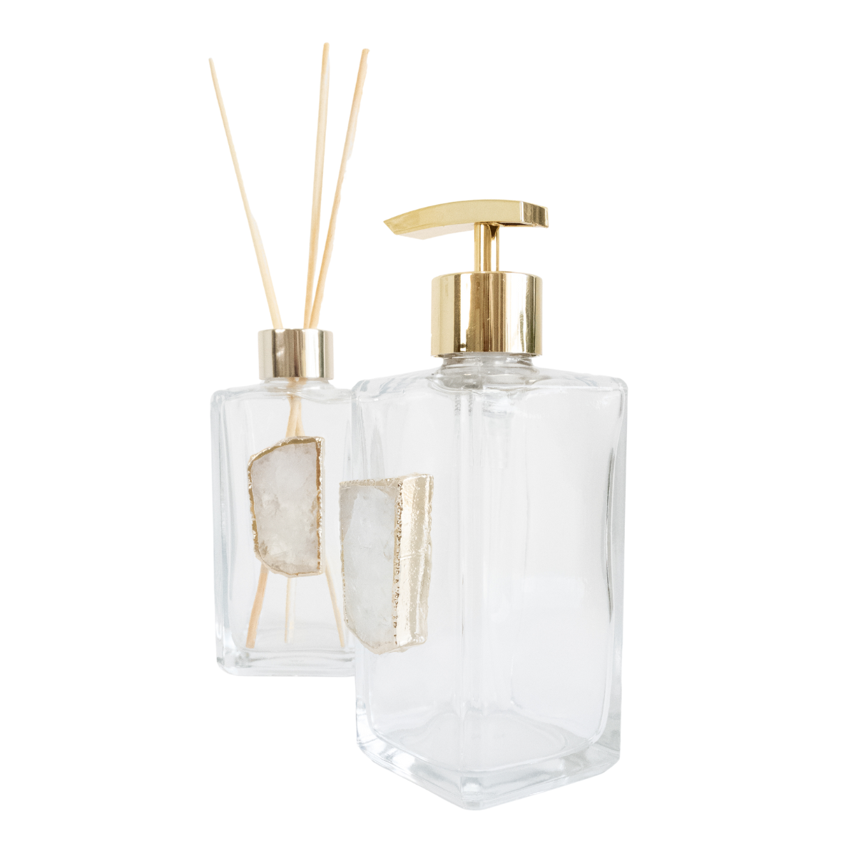 Kit Lavabo - Chapa Cristal de Quartzo Banho Ouro Conjunto Para Banheiro