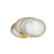 Kit Porta Copo Cristal de Quartzo Banho Ouro 24k