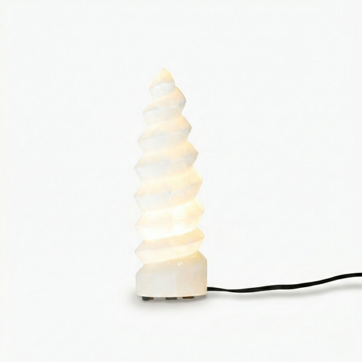 Luminária Espiral Selenita Branca Grande