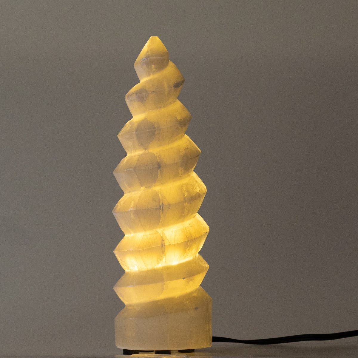 Luminária Espiral Selenita Branca Grande