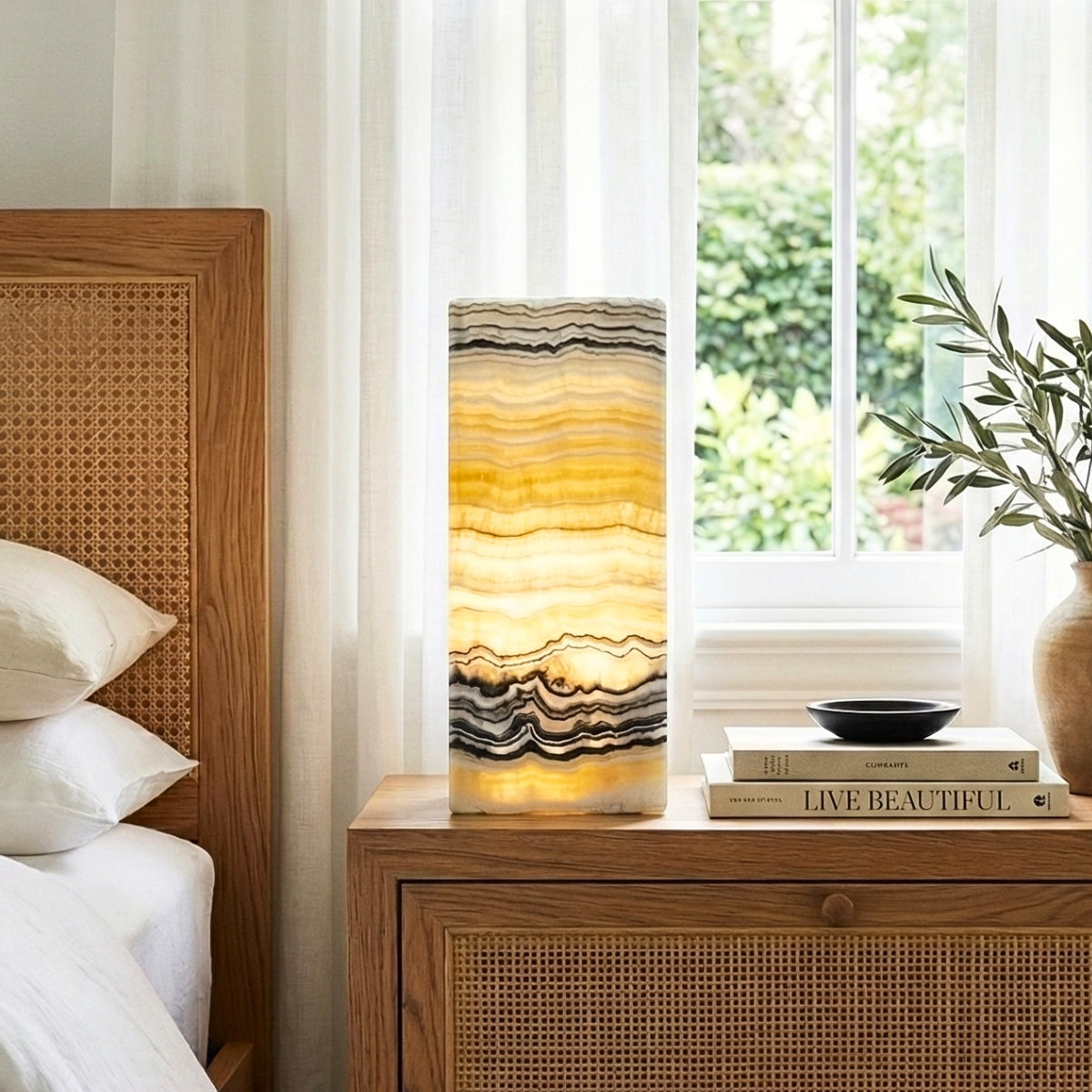 Luminária Ônix Zebra Multicolorido Polido Retangular
