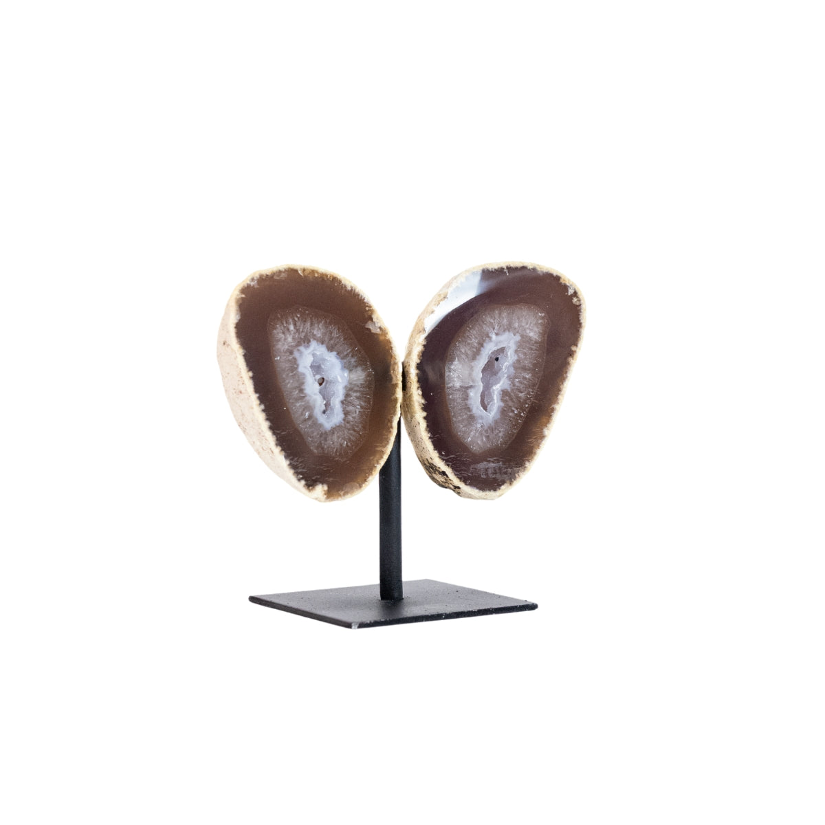 Mine Borboleta de Ágata Caramelo Cristalizada Natural na Base Metal 387 gramas