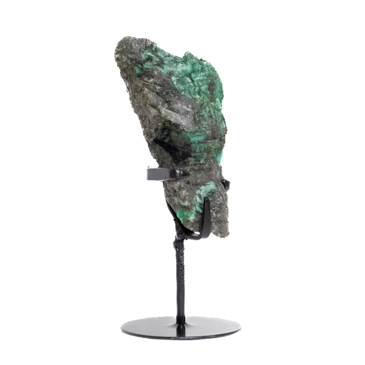 Pedra Esmeralda Bruta na Base Metal Preto 588 gramas