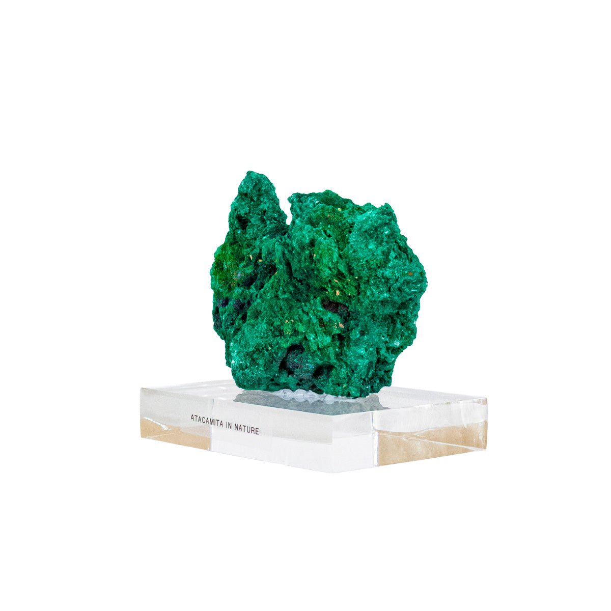 Pedra Atacamita Natural Bruta na Base Acrílica - Formação Rara ( Coleção ) 547 gramas