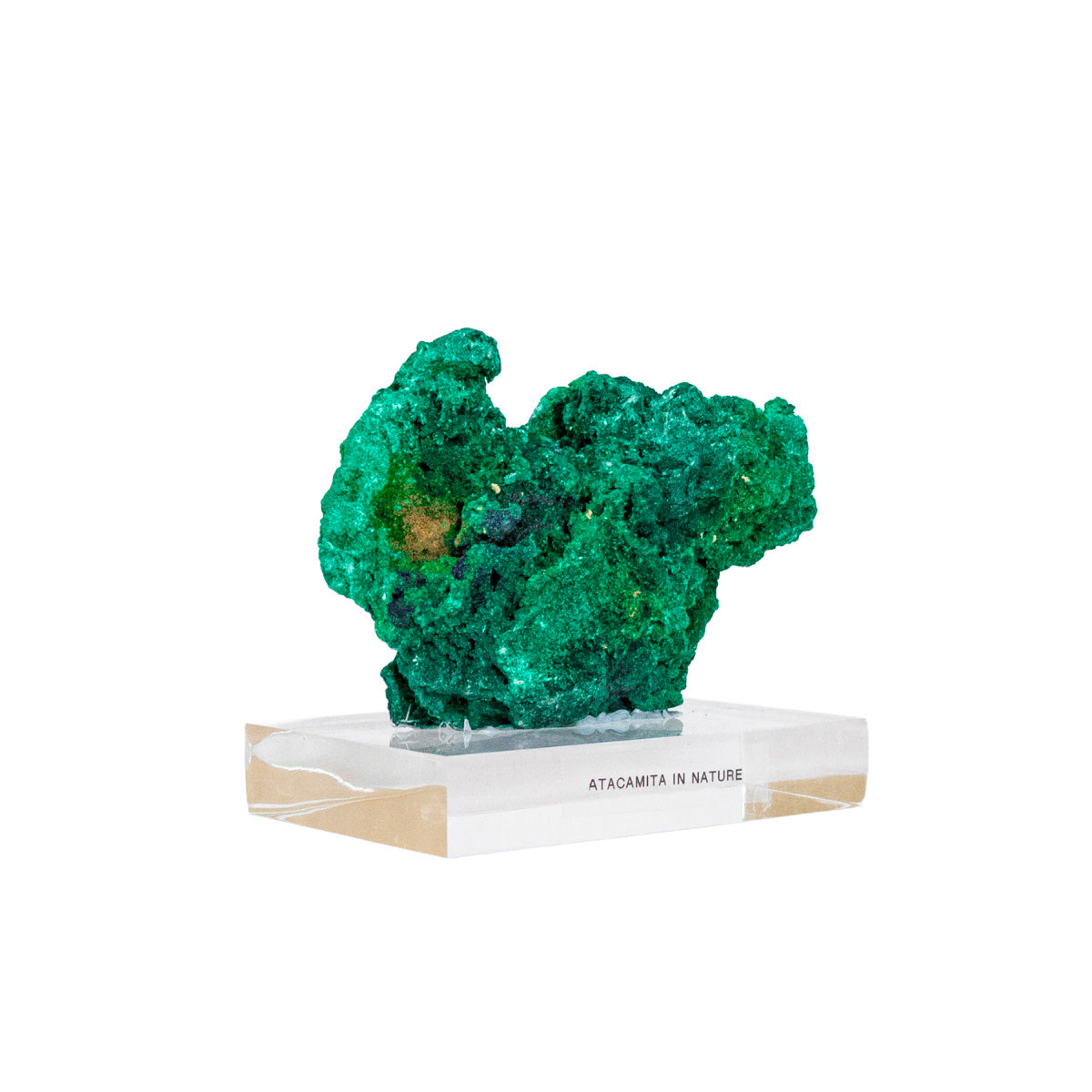 Pedra Atacamita Natural Bruta na Base Acrílica - Formação Rara ( Coleção ) 547 gramas