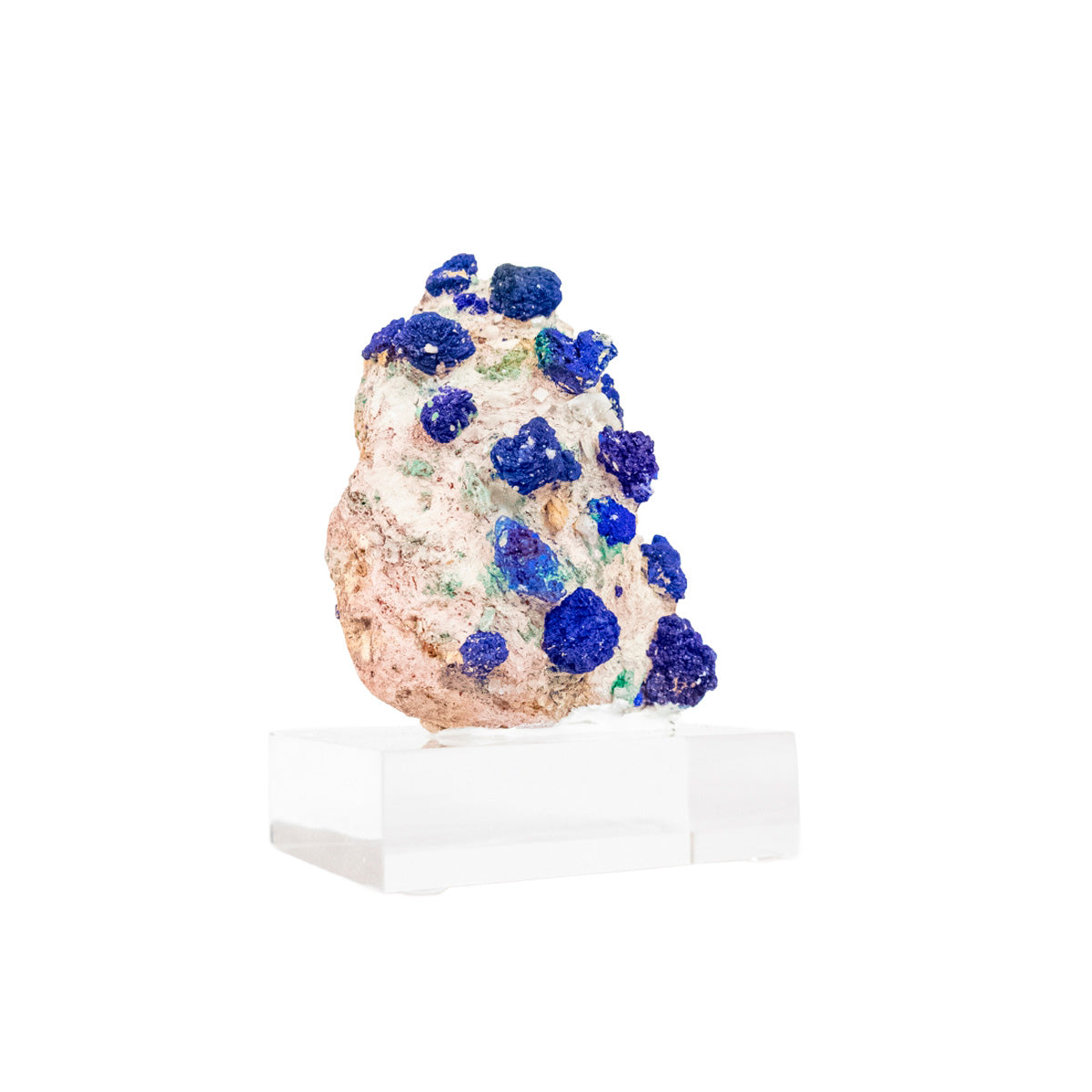 Pedra Azurita Extra na Matriz ( Importada ) na Base Acrílica 260 gramas