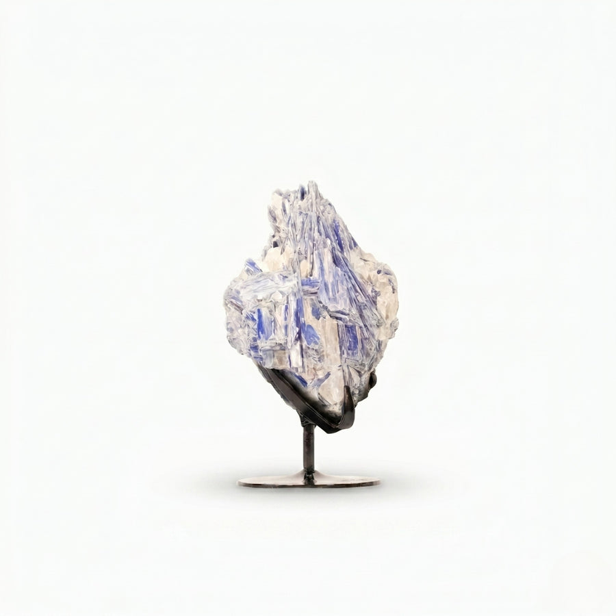Pedra Cianita Azul Na Base Metal Preto 2,430 kg