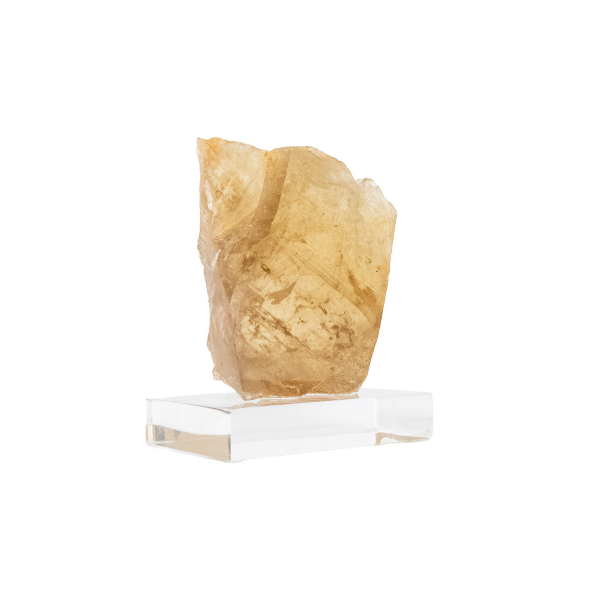 Pedra Citrino Natural Extra Bruto Elestial na Base Acrílica (Coleção) Raro 970 gramas