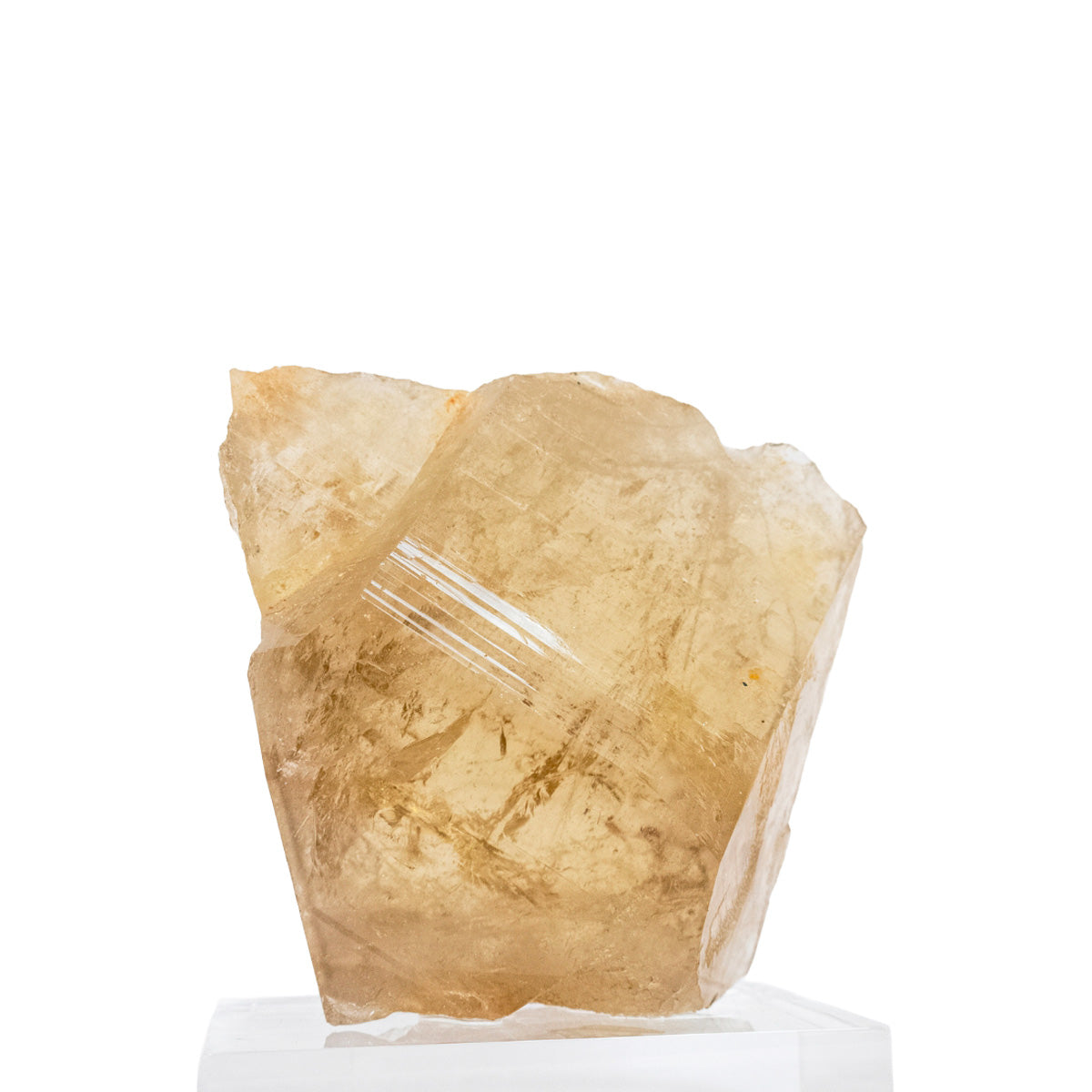 Pedra Citrino Natural Extra Bruto Elestial na Base Acrílica (Coleção) Raro 970 gramas
