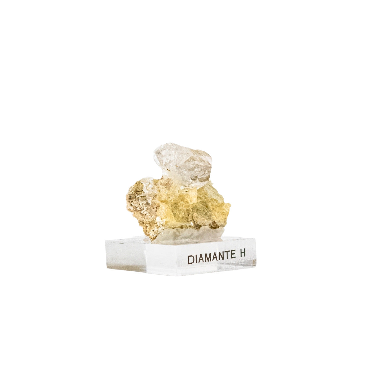Pedra Diamante Herkimer na Matriz Extra na Base Acrílica ( Coleção ) 19 gramas