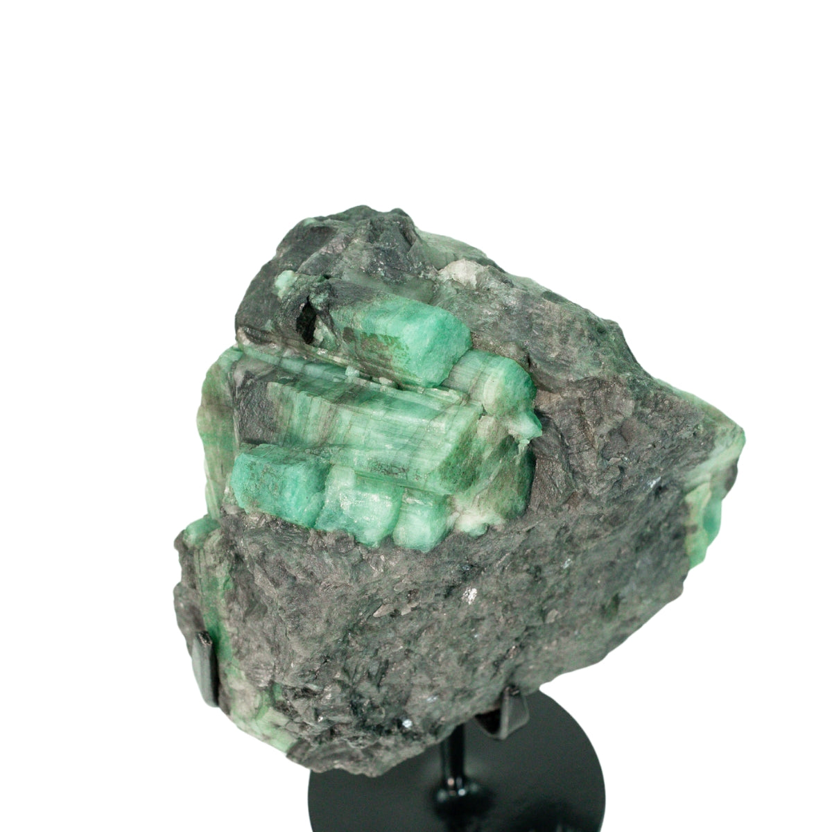 Pedra Esmeralda na Base Metal Preto 1,178 kg