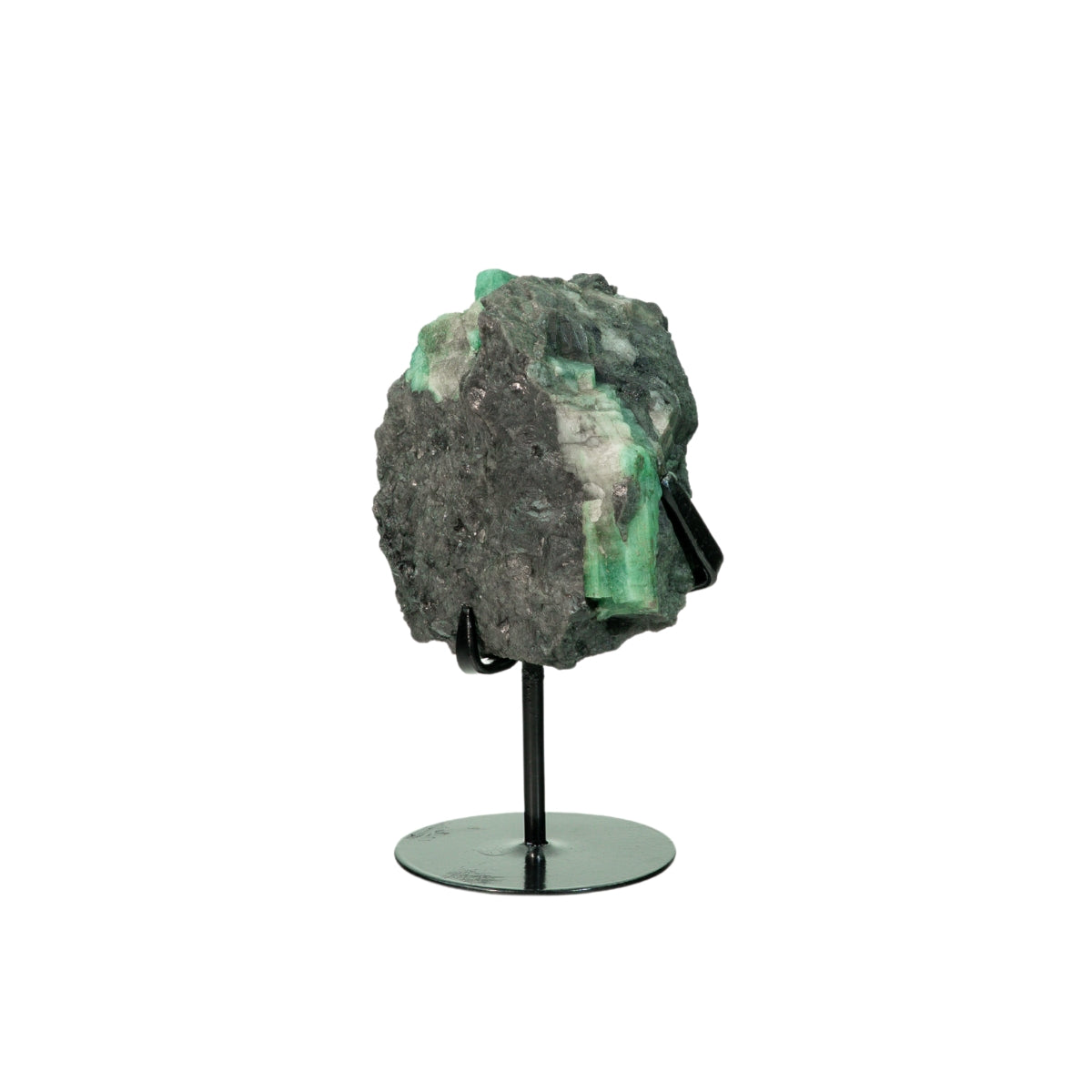 Pedra Esmeralda na Base Metal Preto 1,178 kg