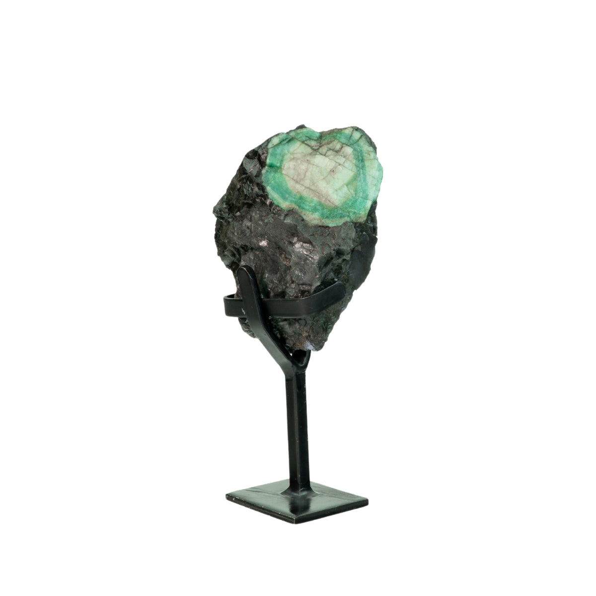 Pedra Esmeralda na Base Metal Preto 1,194 kg