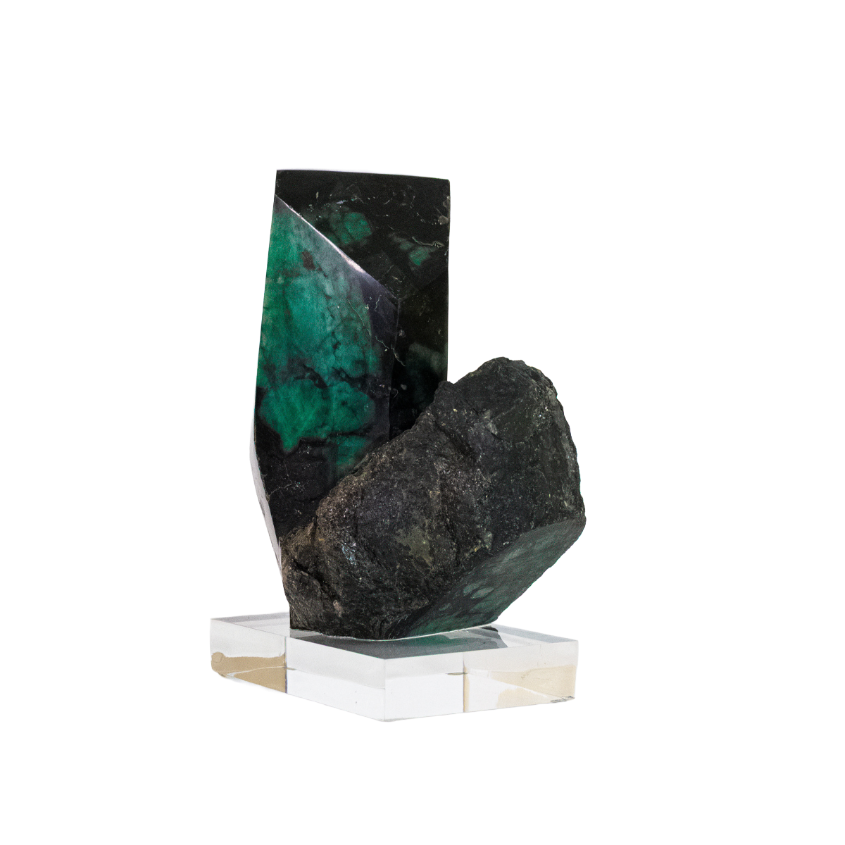 Pedra Esmeralda no Xisto Semi Polida Extra na Base Acrílica 2,0 kg
