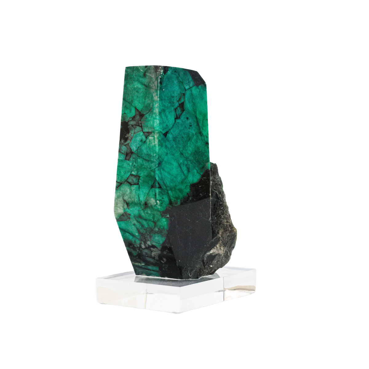 Pedra Esmeralda no Xisto Semi Polida Extra na Base Acrílica 2,0 kg