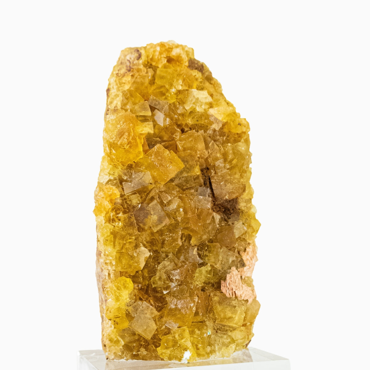 Pedra Fluorita Amarela Chinesa Extra Cristalizada na Base Acrílica 630 gramas