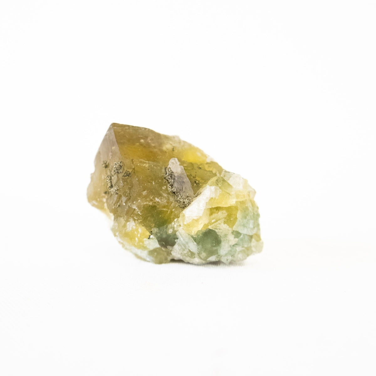 Pedra Fluorita Verde com Inclusão de Pirita Cristalizada (Coleção)  82 gramas