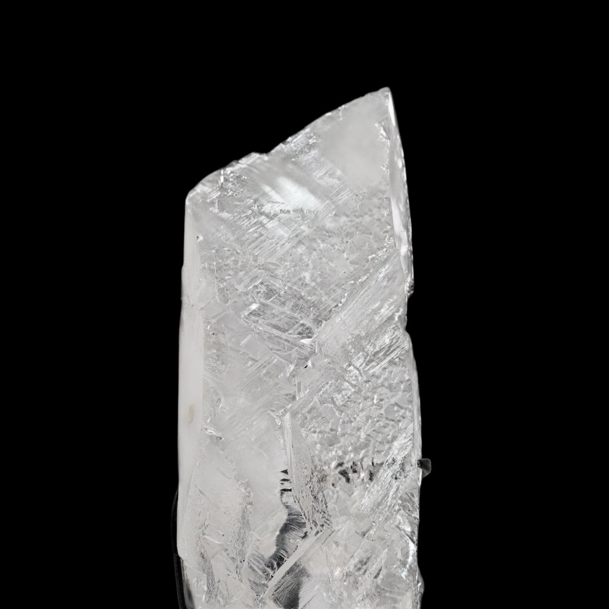 Pedra Gipsita Transparente Incolor Bruta Extra na Base Metal Preto ( Coleção ) 3,260 kg