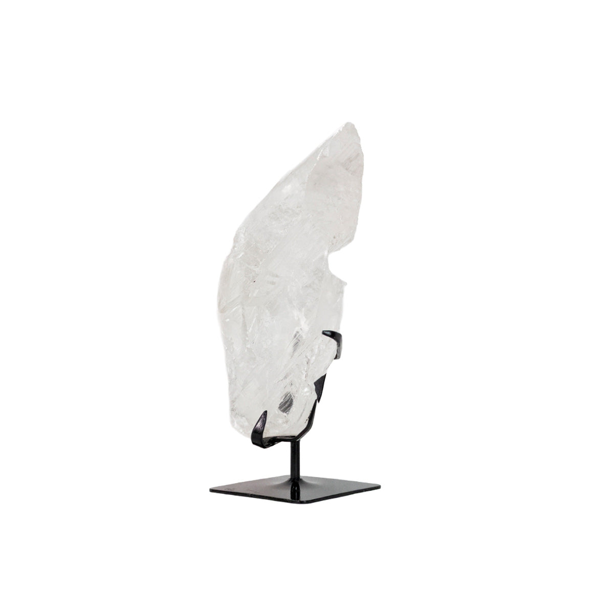 Pedra Gipsita Transparente Incolor Bruta Extra na Base Metal Preto ( Coleção ) 3,260 kg