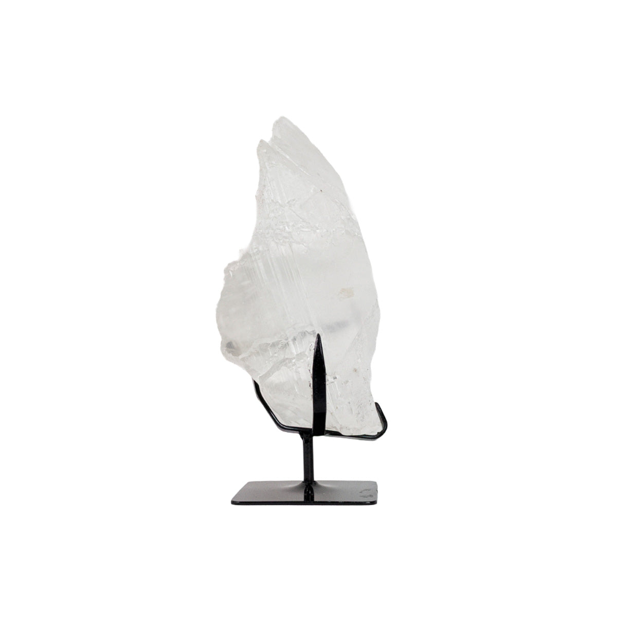 Pedra Gipsita Transparente Incolor Bruta Extra na Base Metal Preto ( Coleção ) 3,260 kg