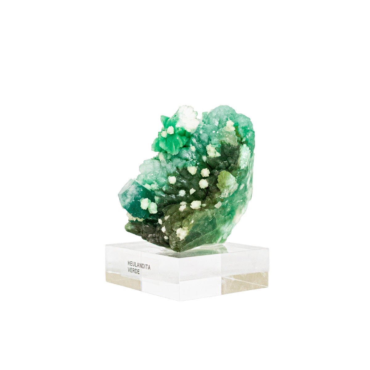 Pedra Heulandita Verde na Base Acrílica ( Exclusiva ) - Coleção 342 gramas