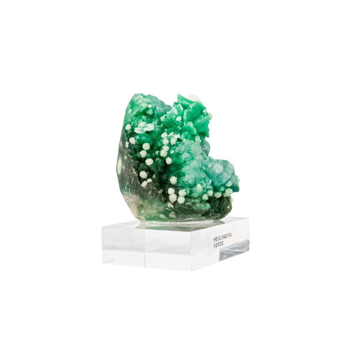 Pedra Heulandita Verde na Base Acrílica ( Exclusiva ) - Coleção 342 gramas