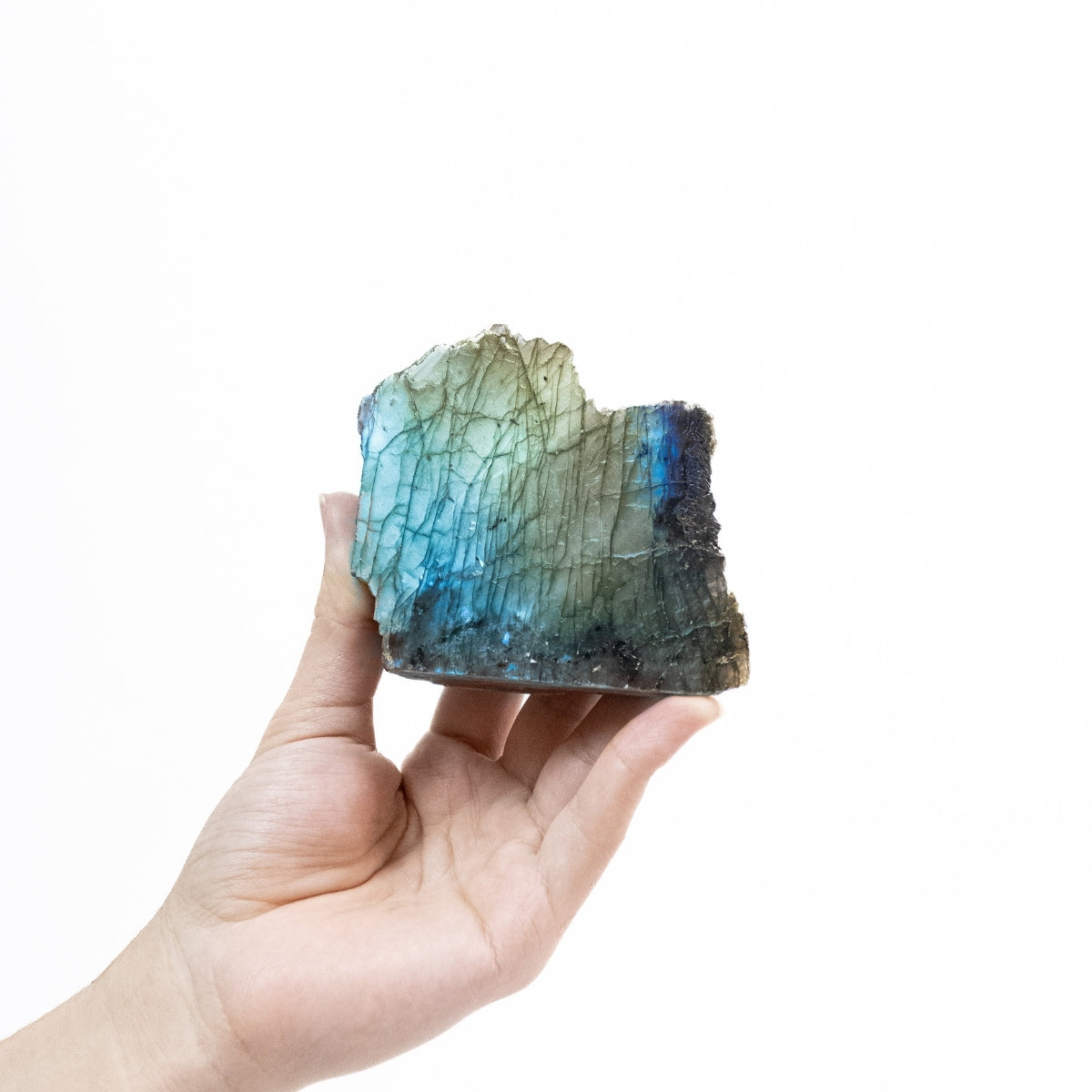Pedra Labradorita Semi Polida Azul e Verde Àgua Extra 350 gramas