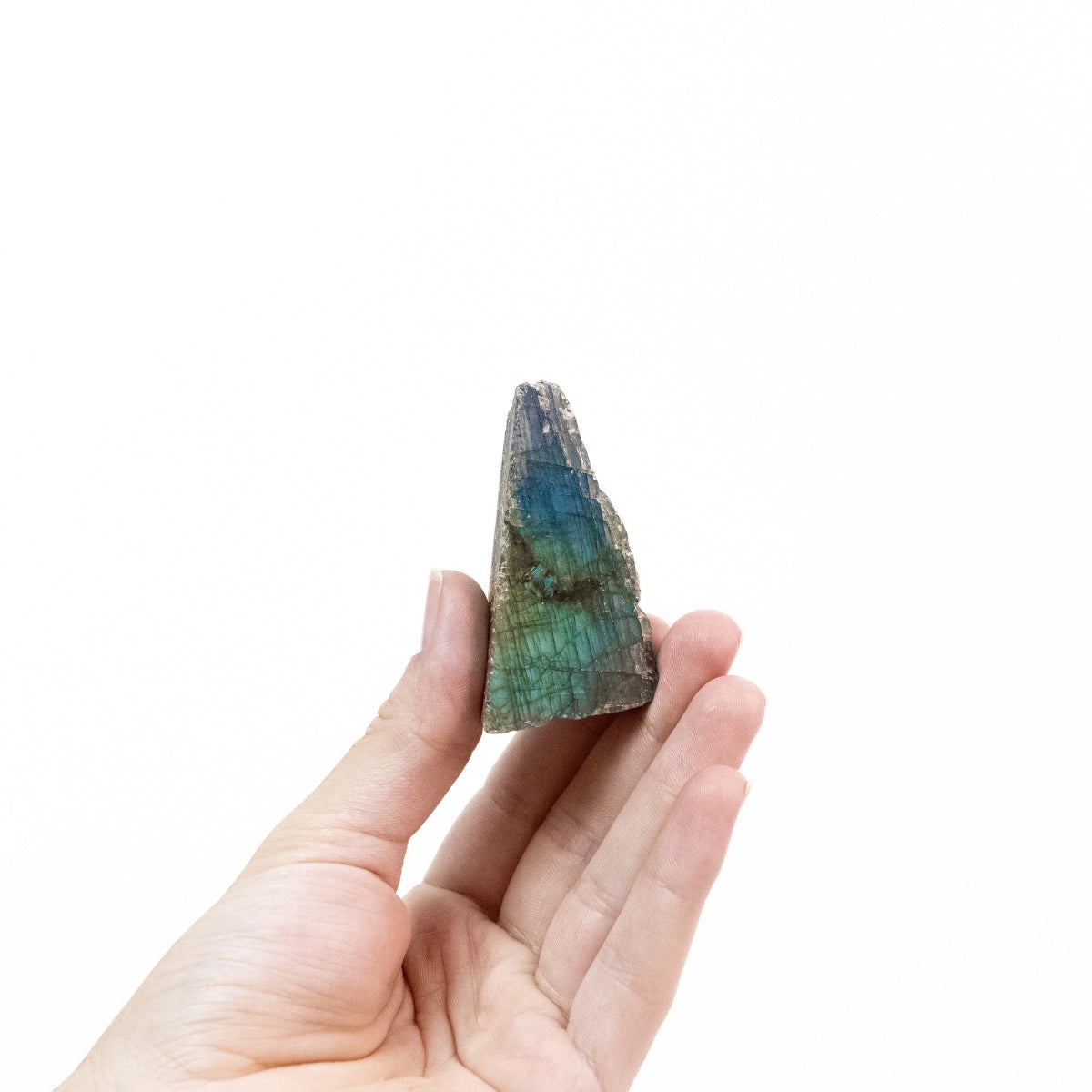 Pedra Labradorita Semi Polida Dourada e Verde Água Extra 57 gramas