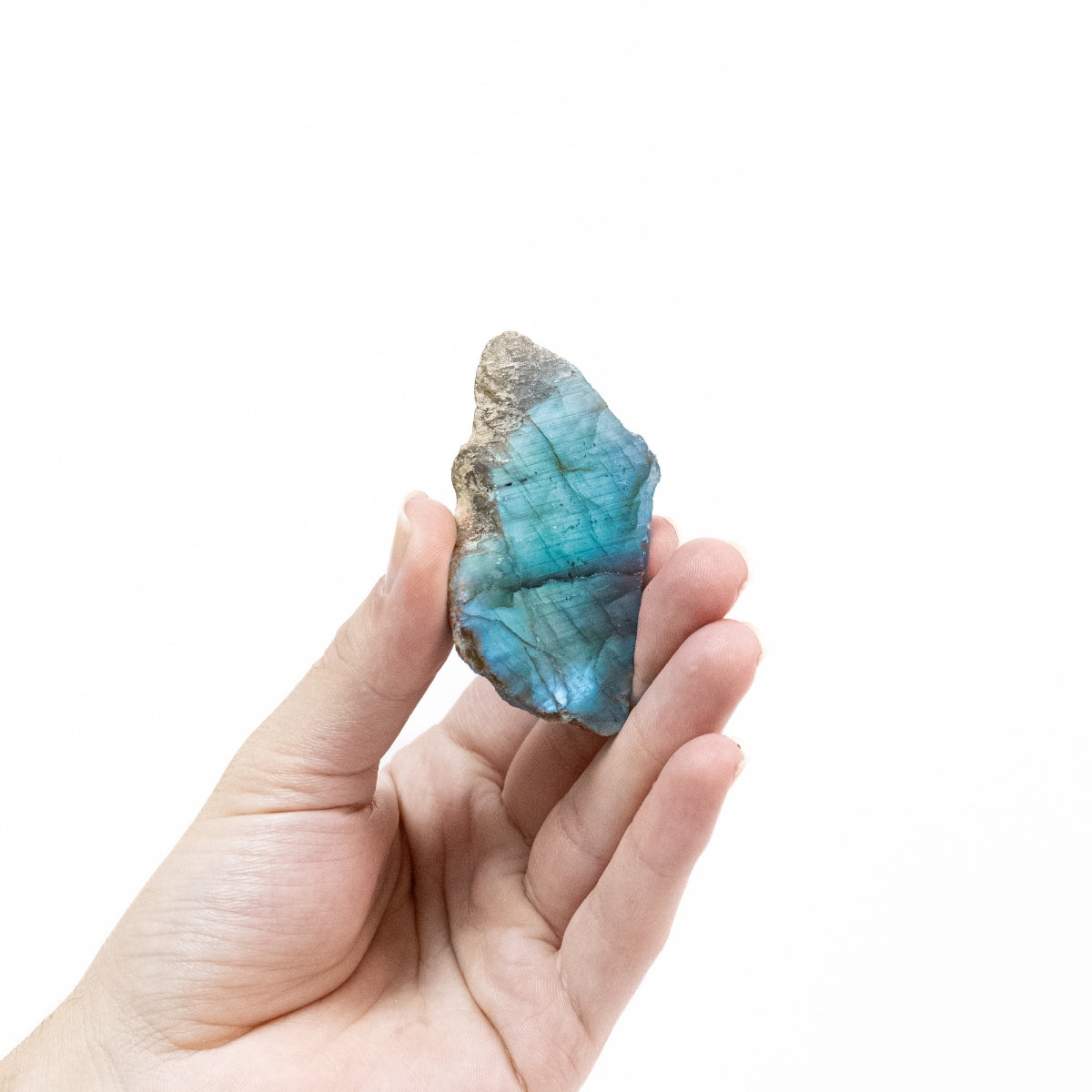 Pedra Labradorita Semi Polida Verde Água e Azul  Extra 51 gramas