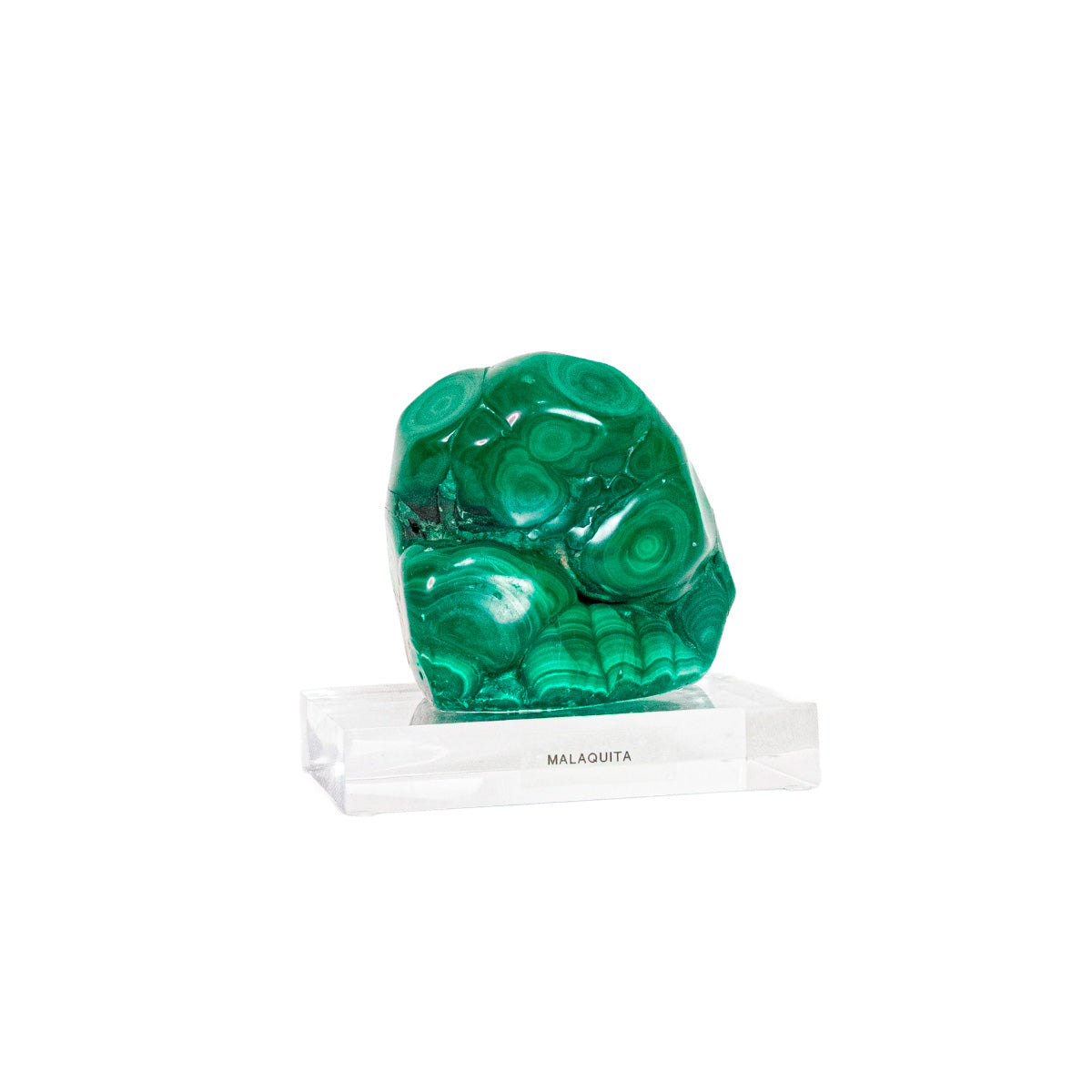 Pedra Malaquita Botrioidal Polida Extra ( Coleção ) na Base Acrílica 1,105 Kg