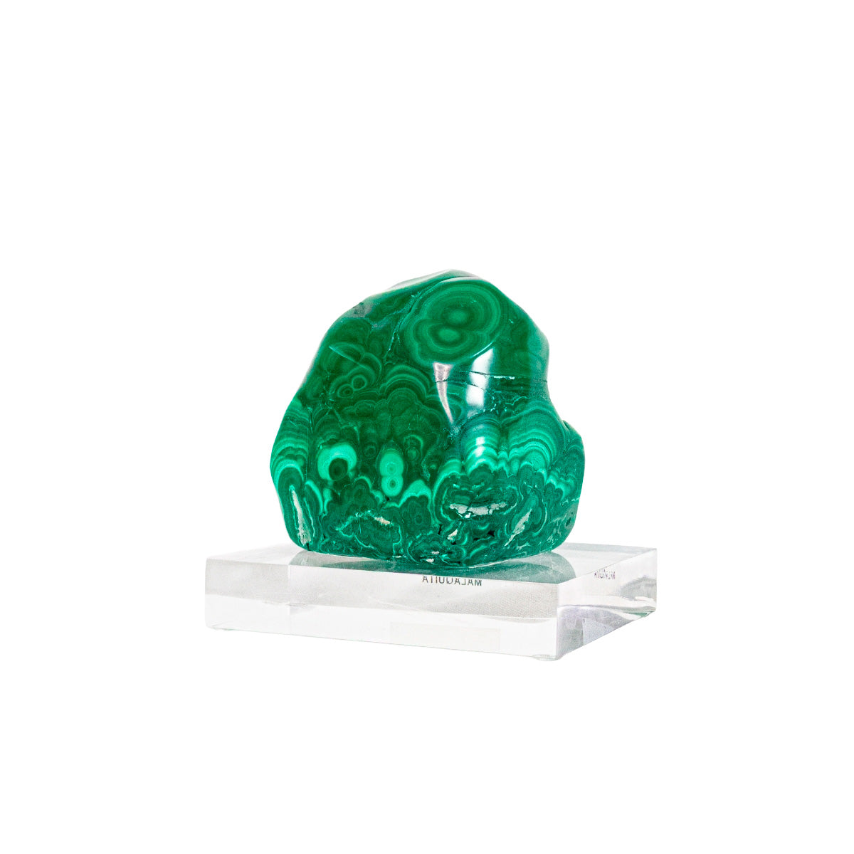 Pedra Malaquita Botrioidal Polida Extra ( Coleção ) na Base Acrílica 1,105 Kg