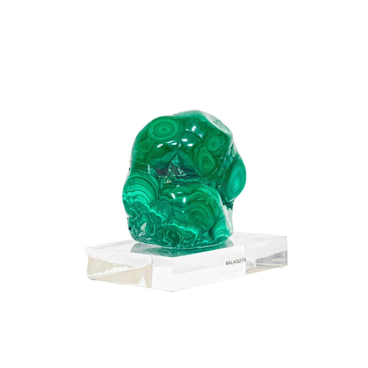 Pedra Malaquita Botrioidal Polida Extra ( Coleção ) na Base Acrílica 1,105 Kg