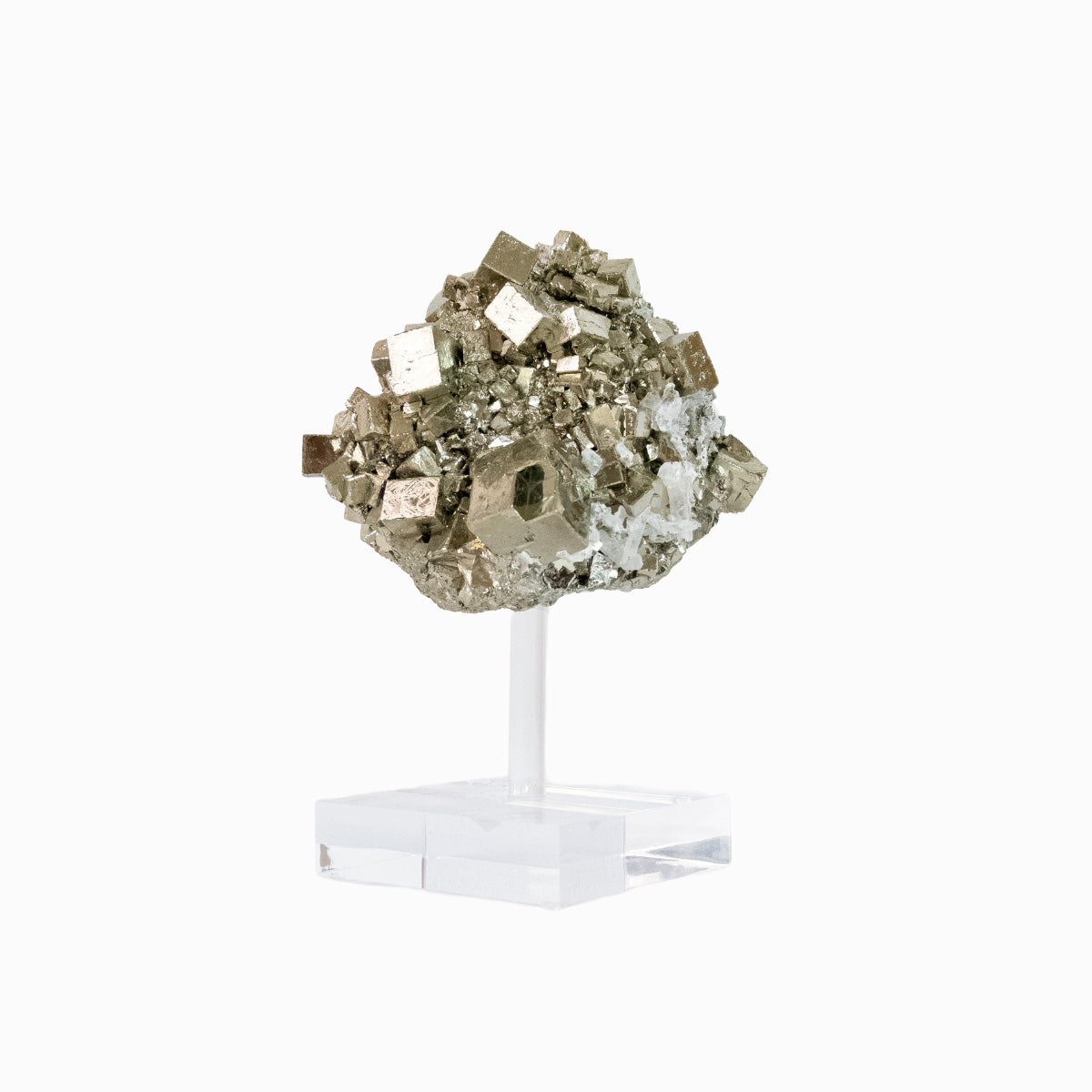 Pedra Pirita Cúbica de Navajun Espanha Base Acrílica 1,700 Kg (coleção)
