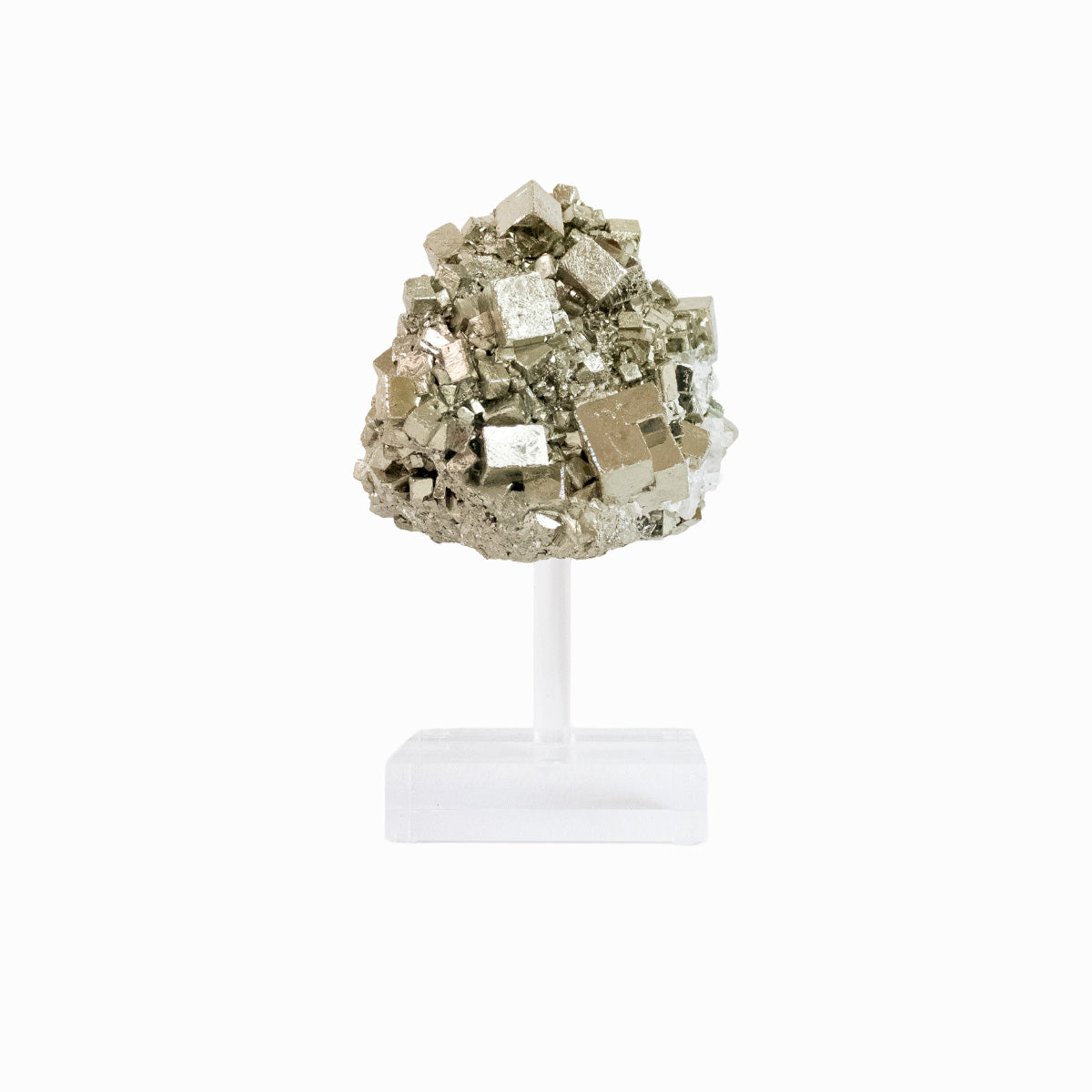 Pedra Pirita Cúbica de Navajun Espanha Base Acrílica 1,700 Kg (coleção)