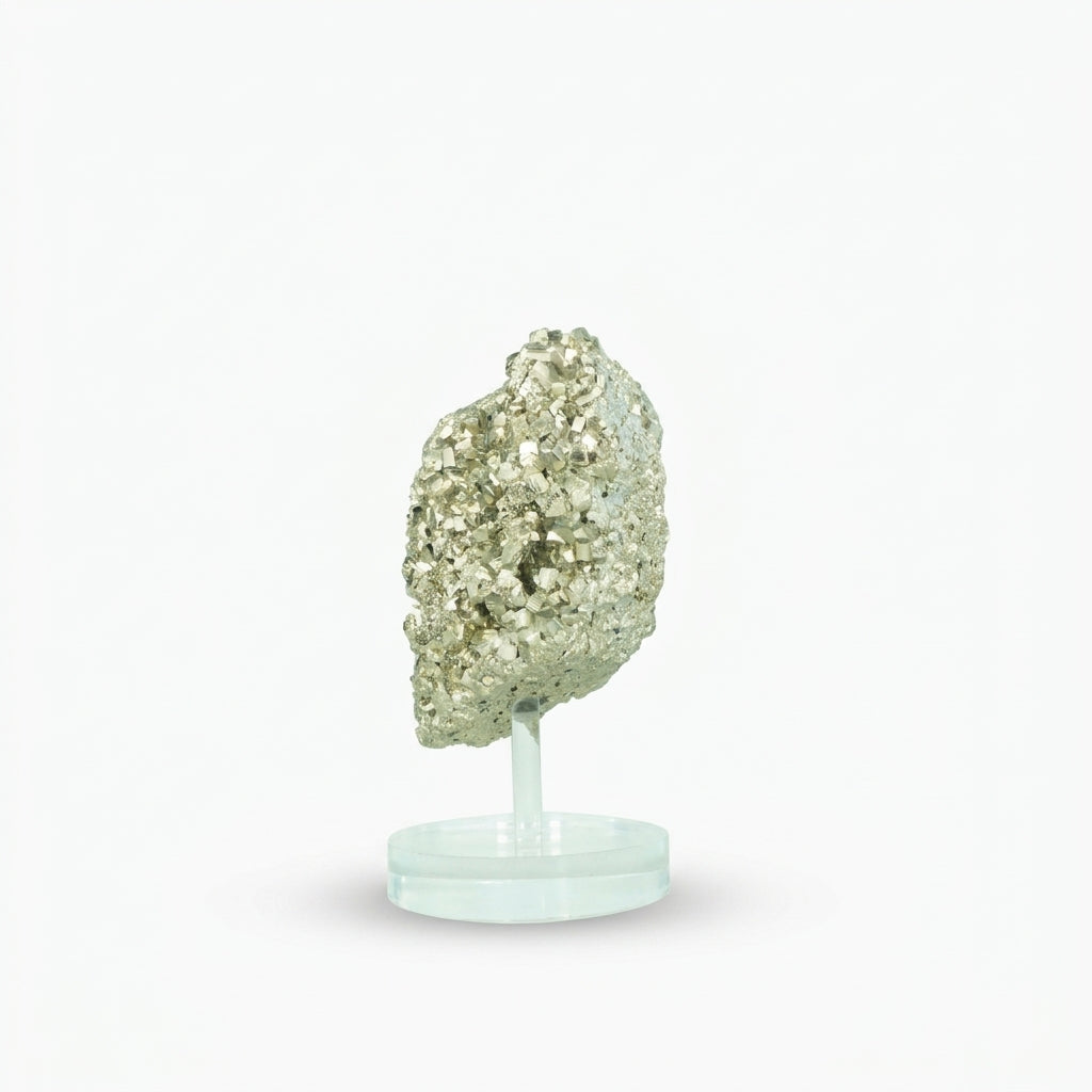 Pedra Pirita Cúbica de Navajun Espanha Base Acrílica 2,614 Kg (coleção)