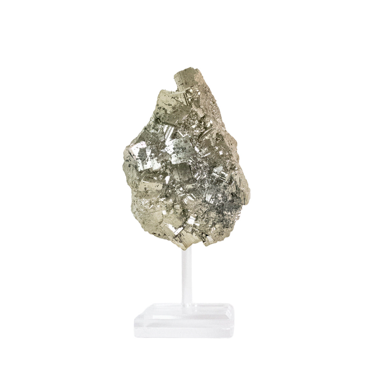 Pedra Pirita Cúbica de Navajun Espanha Base Acrílica 2,796 Kg (coleção)