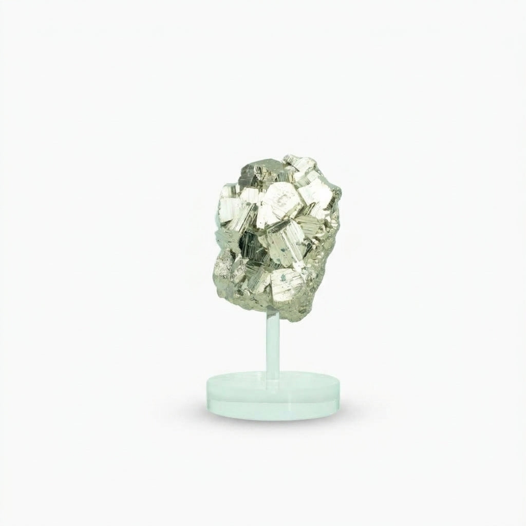 Pedra Pirita Cúbica de Navajun Espanha Base Acrílica 2,800 Kg (coleção)