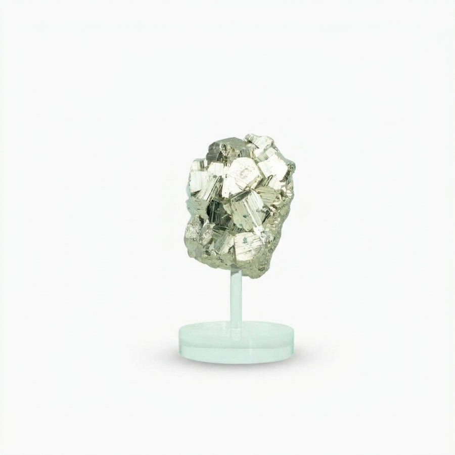 Pedra Pirita Cúbica de Navajun Espanha Base Acrílica 2,800 Kg (coleção)
