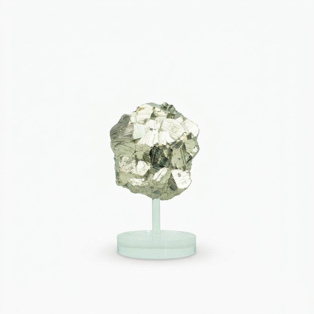 Pedra Pirita Cúbica de Navajun Espanha Base Acrílica 2,800 Kg (coleção)