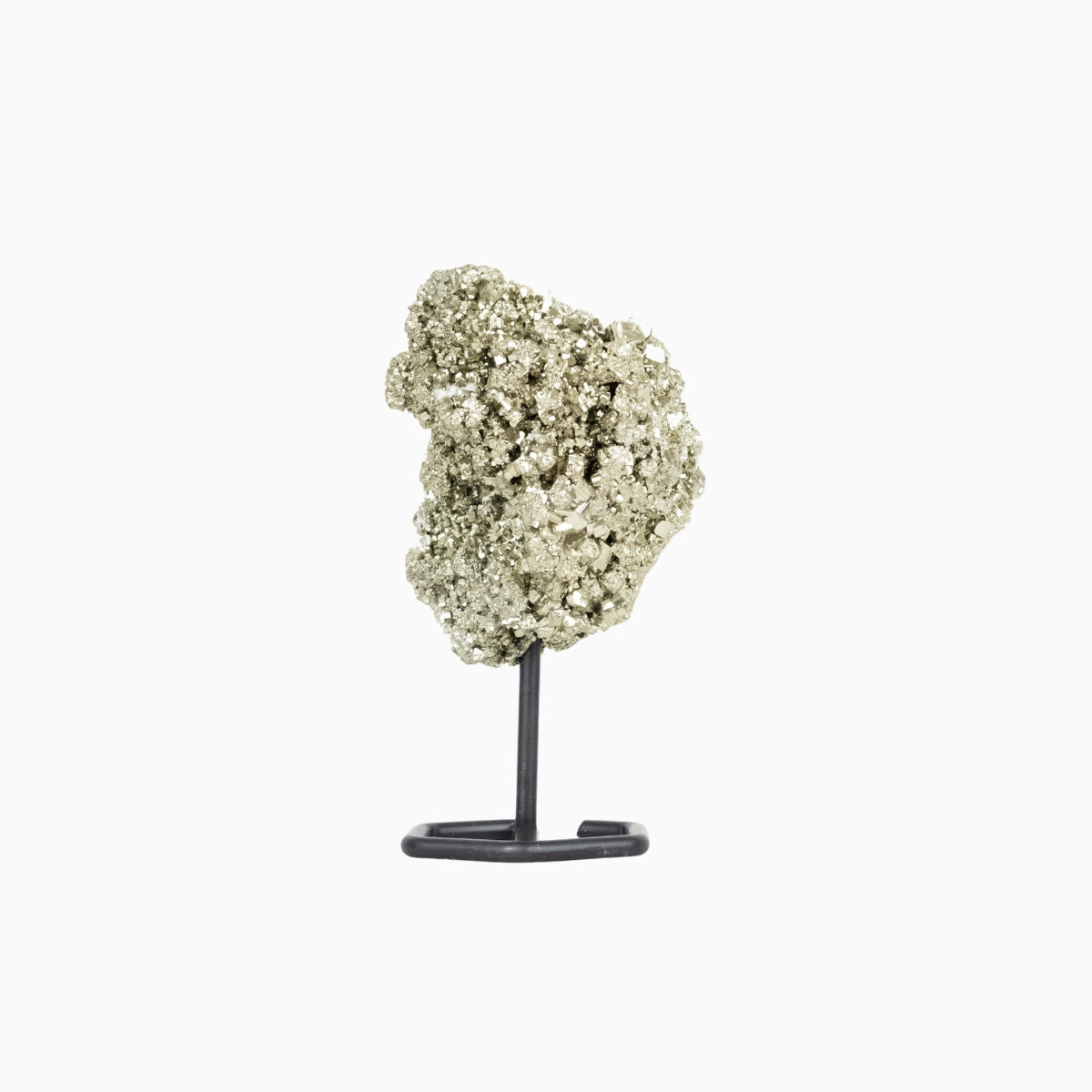 Pedra Pirita Cristalizada na Base Metal Preto 480 a 670 gramas