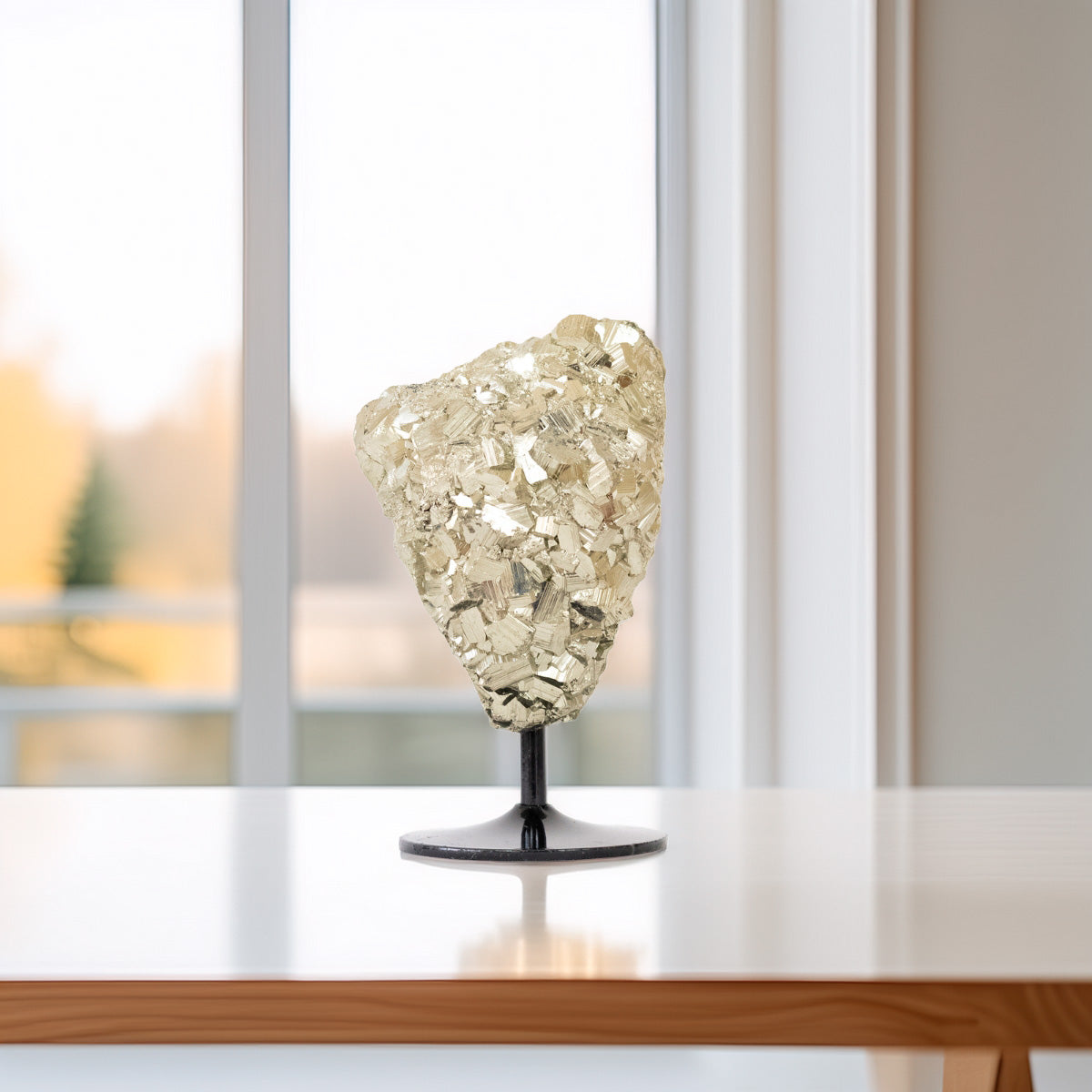 Pedra Pirita de Navajun Espanha Extra na Base de Metal Preto 2,494 kg