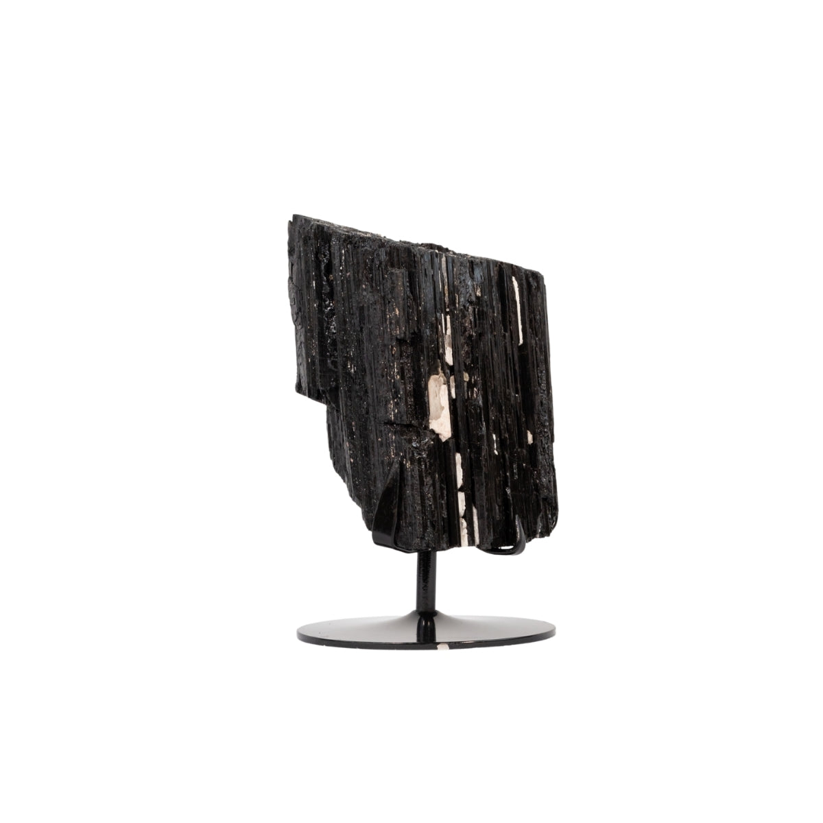 Pedra Turmalina Negra Bruta Grande na Base Metal Preto 4,580 kg