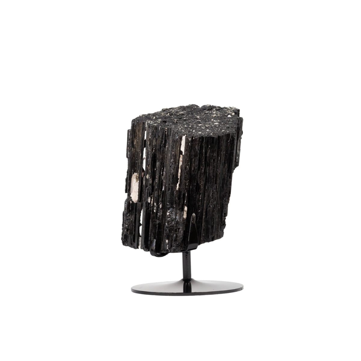 Pedra Turmalina Negra Bruta Grande na Base Metal Preto 4,580 kg
