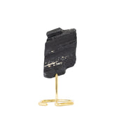 Pedra Turmalina Negra Bruta na Base Metal Banho Ouro 480 gramas